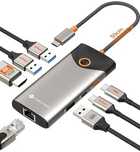 USB-C Хъб 7 в 1 4K HDMI Gigabit Ethernet 100W Зареждане Докинг станция