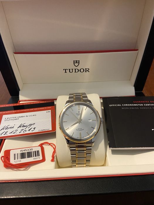 Ceas Tudor Style otel/Au18k, 41 mm.. Pachet complet.
