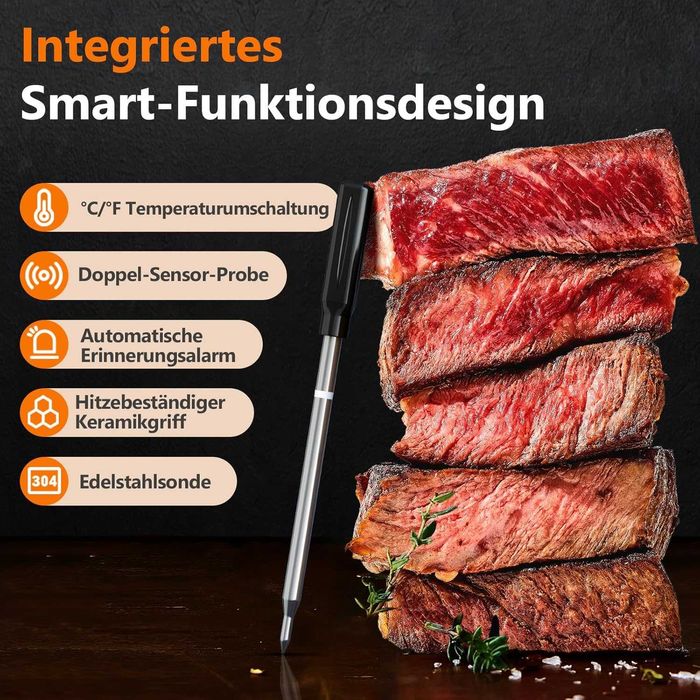 Termometru pentru gatit wireless AIRMSEN Bluetooth 150 m IPX8 LCD