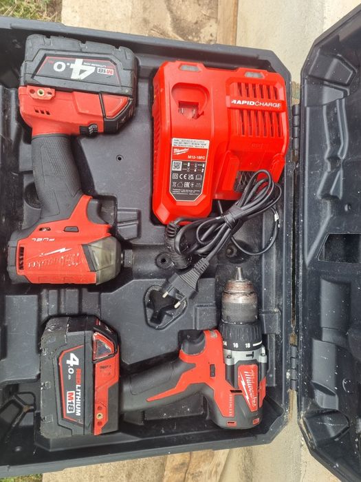 Set milwaukee impact biti fqid si filetanta cblpd 2 baterii,incarcator