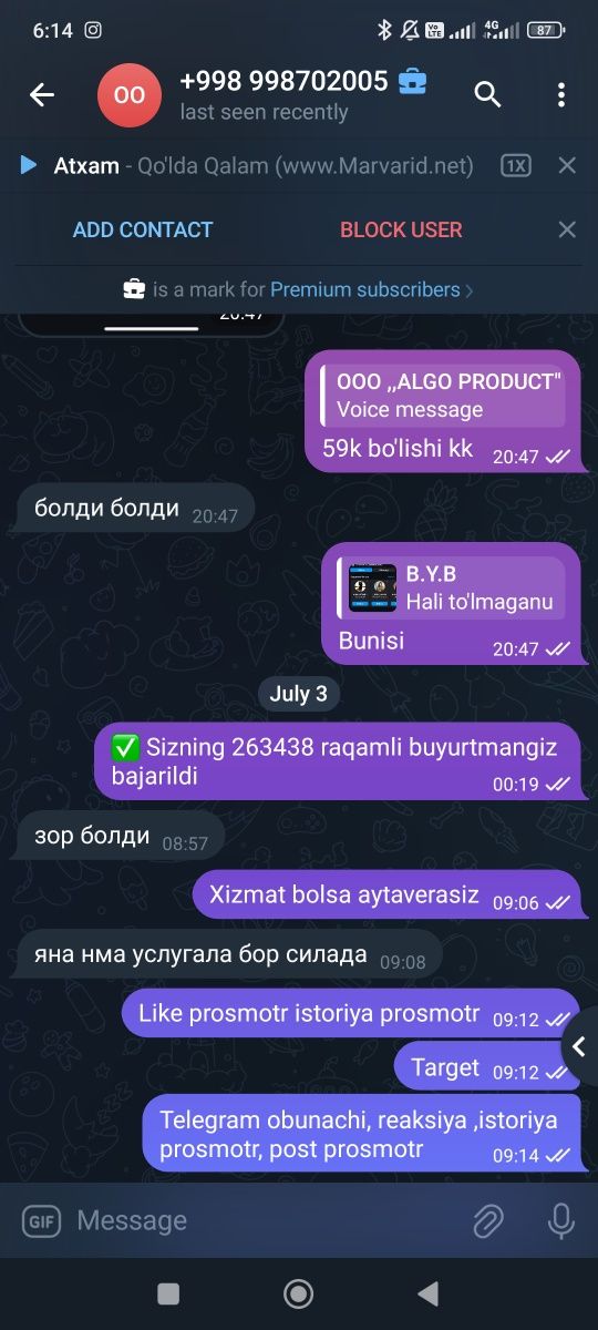 Arzon narxlarda nakrutka xizmati