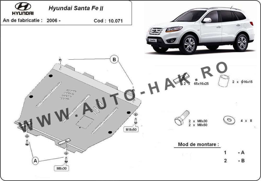 Scut motor metalic Hyundai Santa Fe II 2006-2011