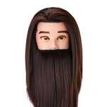 Cap Manechin Barbat cu Barba Par Saten - 50cm + Suport