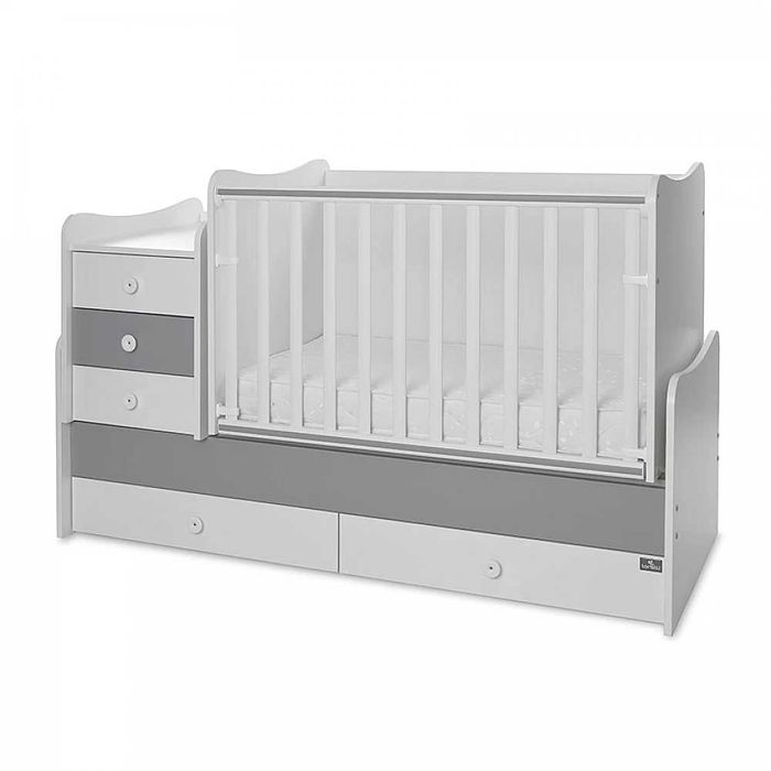 Бебешко легло LORELLI Maxi Plus 70/160 Бяло/Stone Grey + Матрak