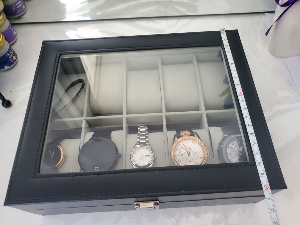 Cutie depozitare ceasuri, capac din sticla