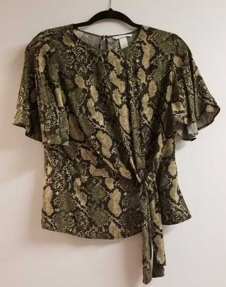 Bluza femei top H&M snake print imprimeu sarpe marimea 38/M verde
