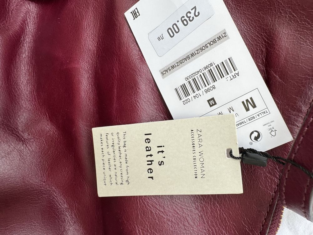 Zara голяма чанта естествена кожа