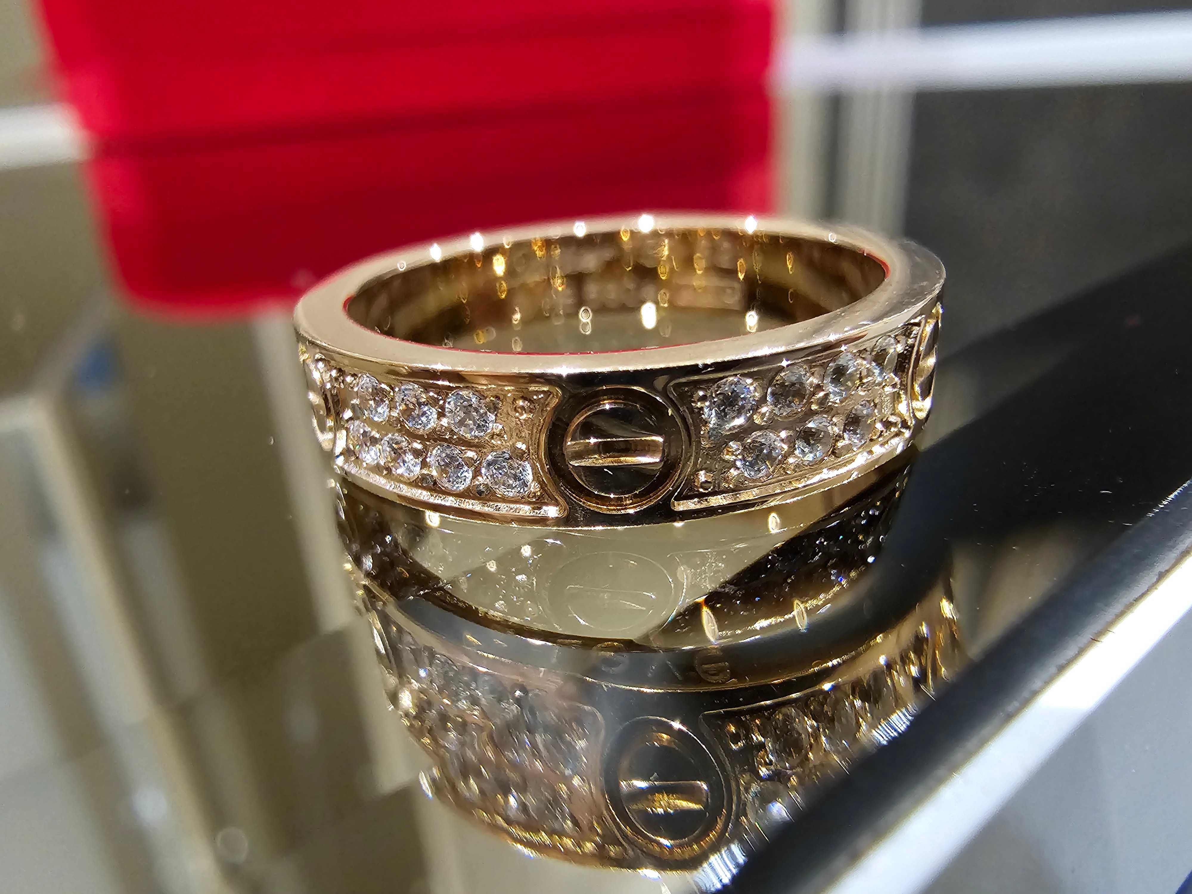 CARTIER Love Band Rose Gold Paved Diamonds Пръстен