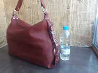 Patterson/керемидено червена чанта,торба-естествена кожа,велур