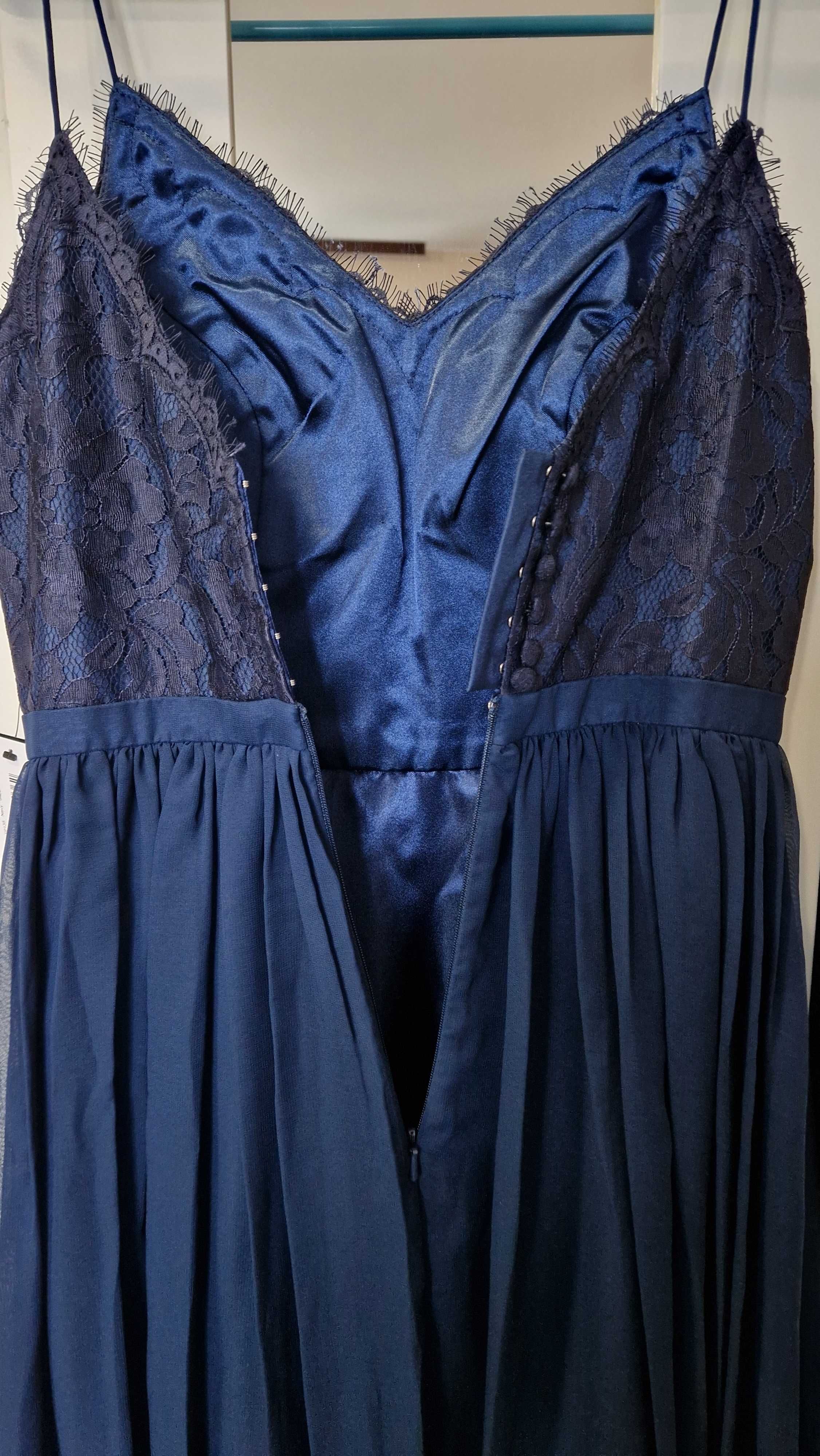 Нова, тъмно синя, дълга вечерна рокля Weddington, размер XS