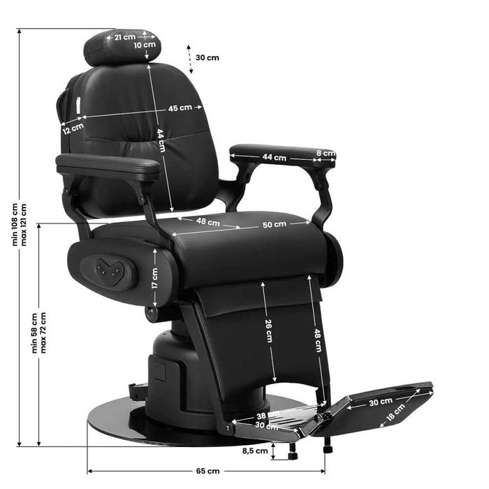 Scaun electric de frizerie Gabbiano Duke, negru
