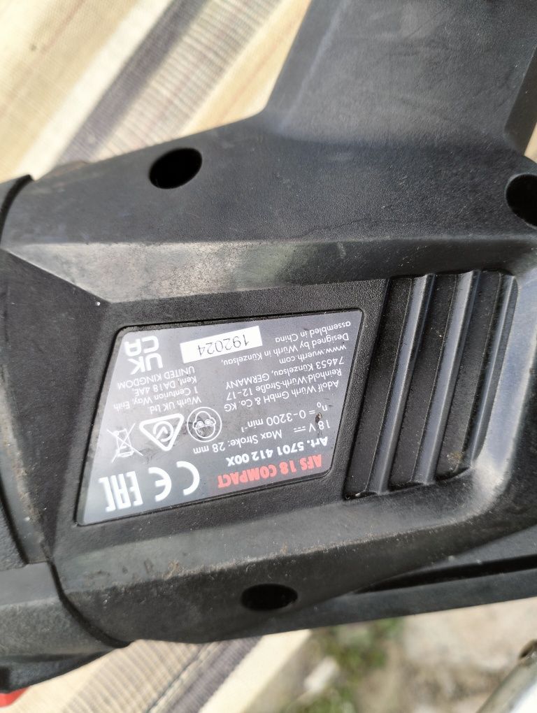 Wurth fierăstrău sabie 18v