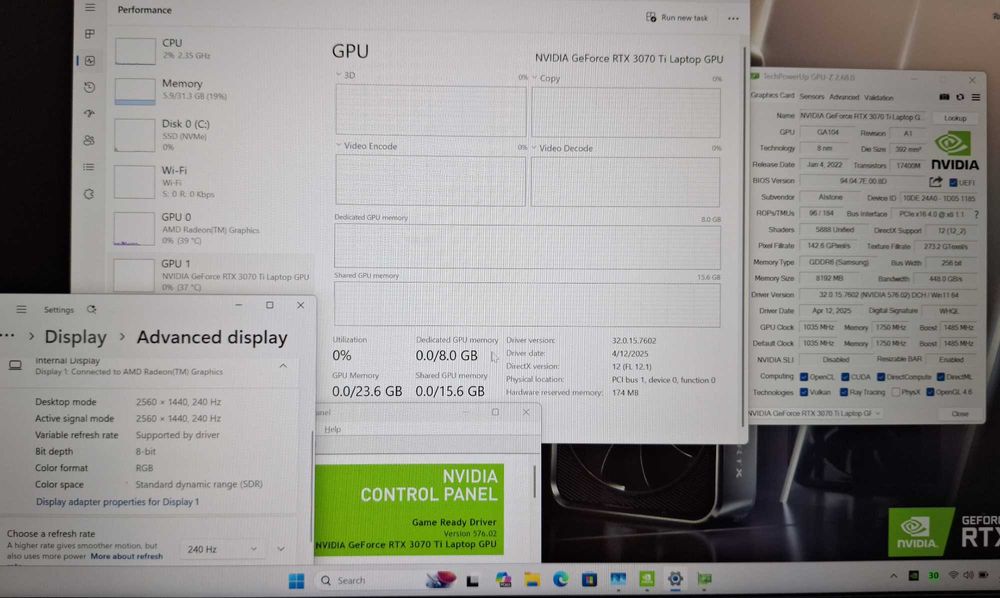 17.3' 240Hz AMD Ryzen 9 6900HX/NVIDIA GeForce RTX 3070Ti 8GB 150W/32GB