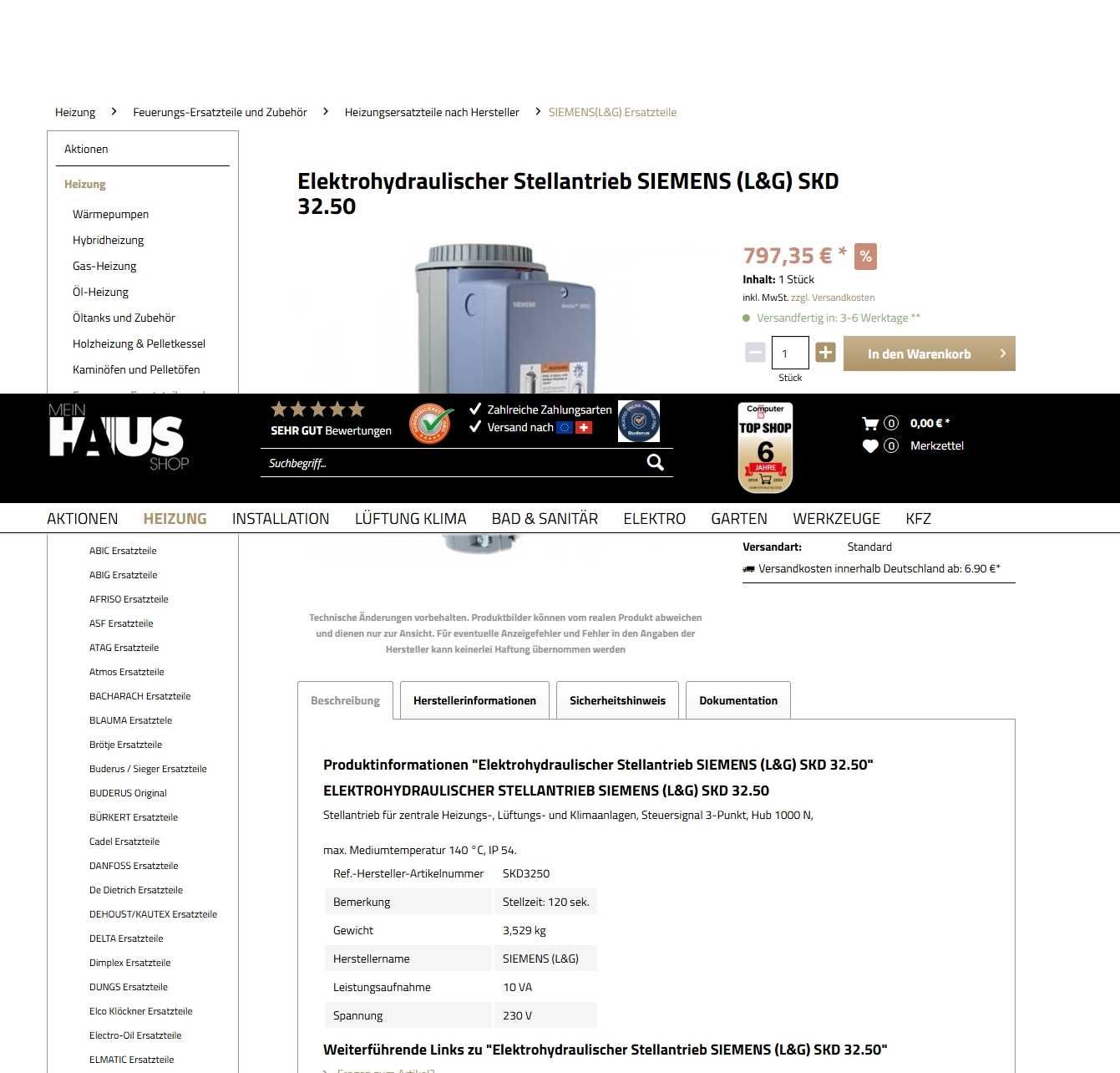 Actionator electro hifraulic siemens sdk32.50 cu vana