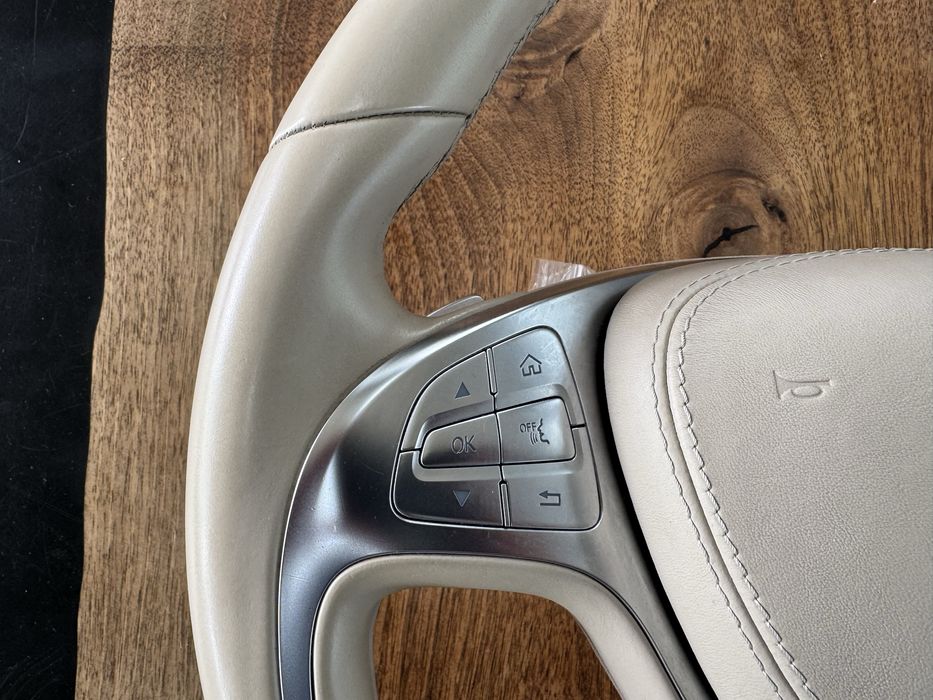 Оригинален бежов кожен волан за Mercedes S class W222 с AIRBAG