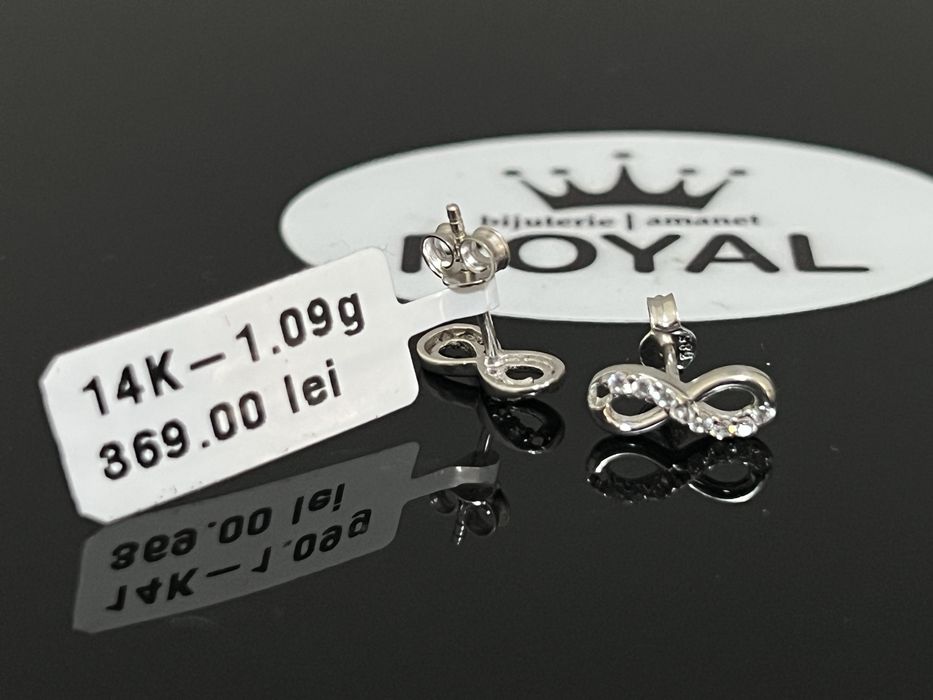 Bijuteria Royal CB : Cercei aur alb 14k 585 1,09 grame