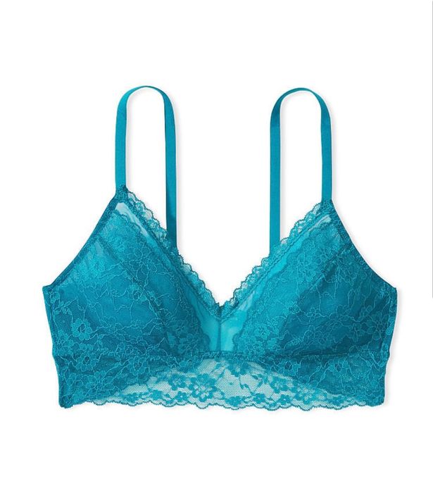 Комплект дантелено бельо Victoria's secret, красив тюркуаз цвят