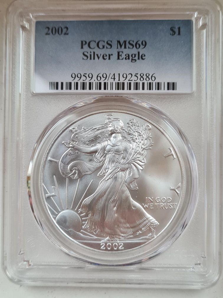 PCGS MS 69 Silver 999 . 1 oz 2002.г03.г04.г07.г09  год