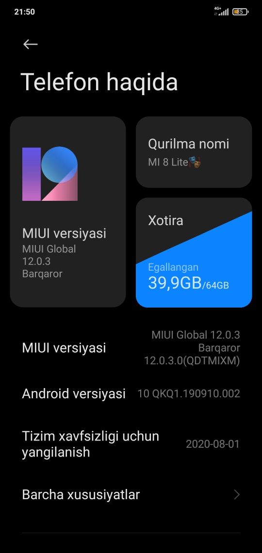 mi 8 lite sotiladi