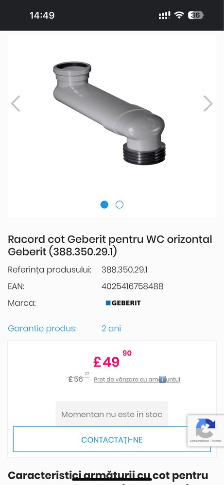 Racord wc geberit