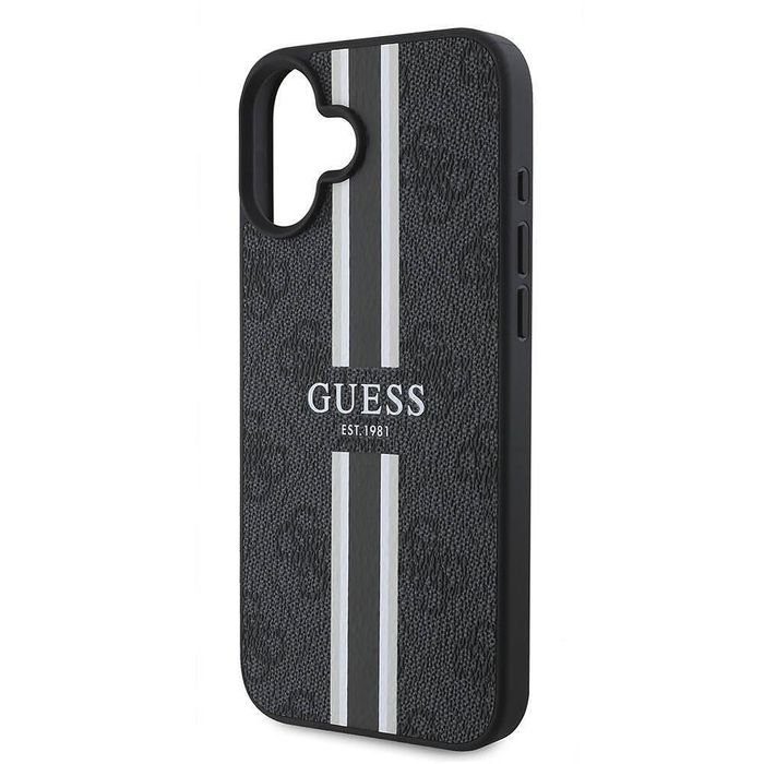 Guess hardcase 4g printed stripes magsafe калъф за iphone 17 – черен