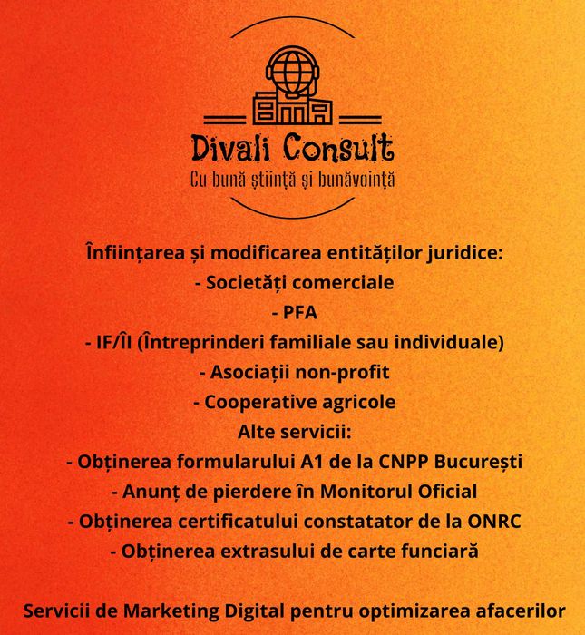 Înființări firme (SRL, PFA) / Înființare firmă