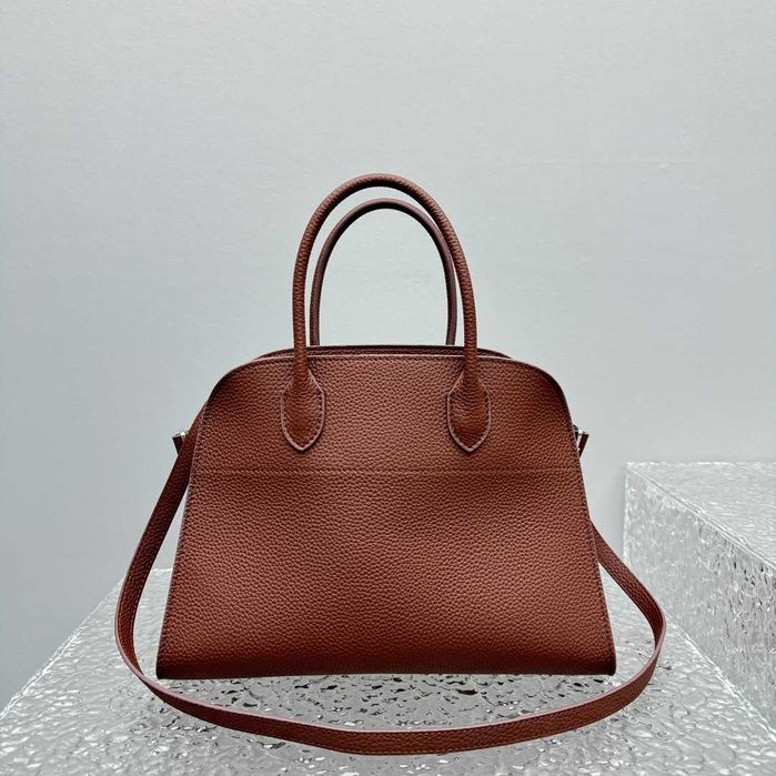 Geanta The Row Margaux 12, maro, 32cm, negru, tip Premium