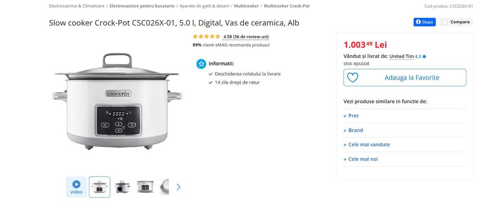 Slow Cooker 5.0 L Digital DuraCeramic Sauté Crockpot