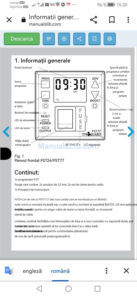 Programator digital  timeguard fst24