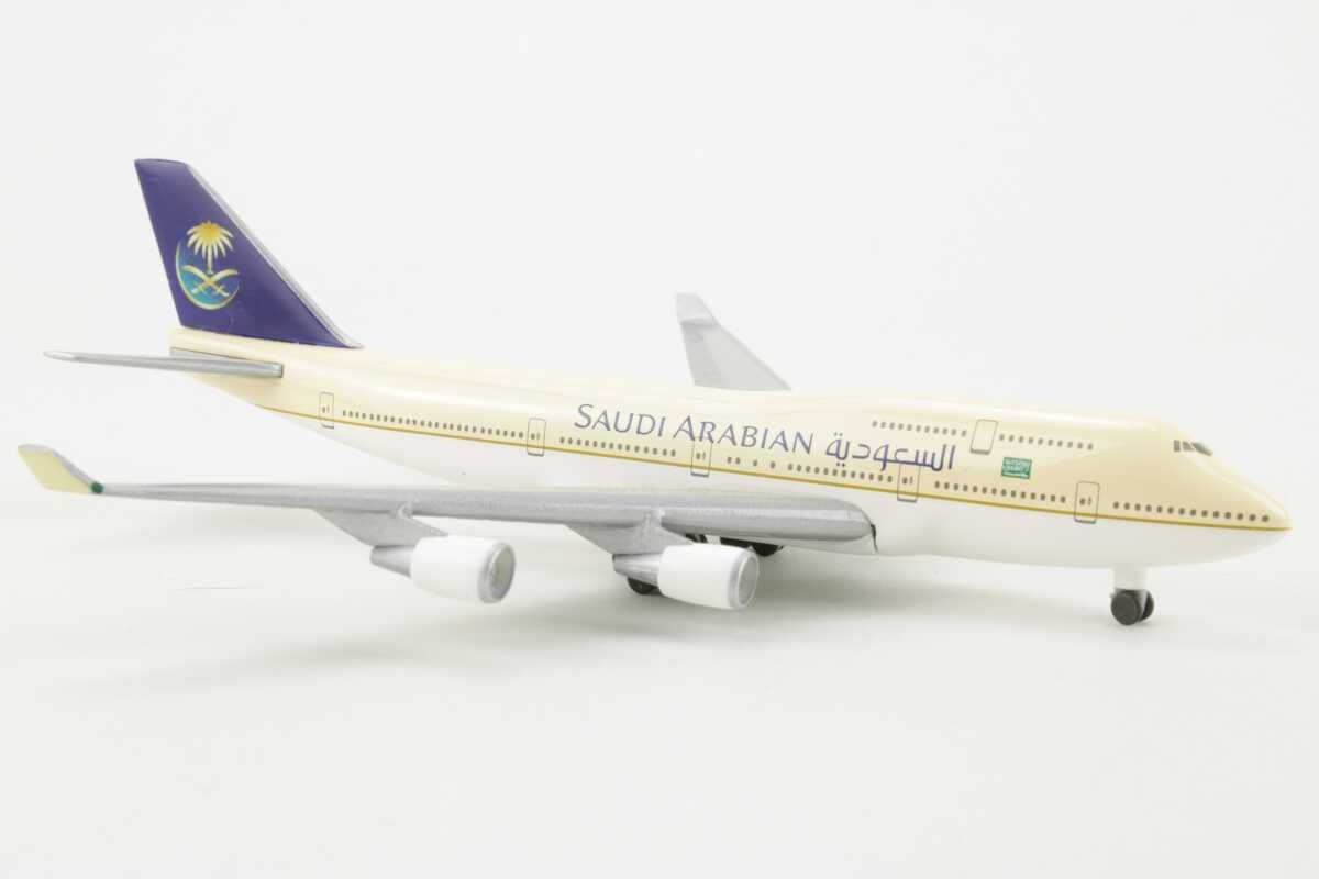 Macheta avion Saudi Air Boeing B747, metal, 20 cm