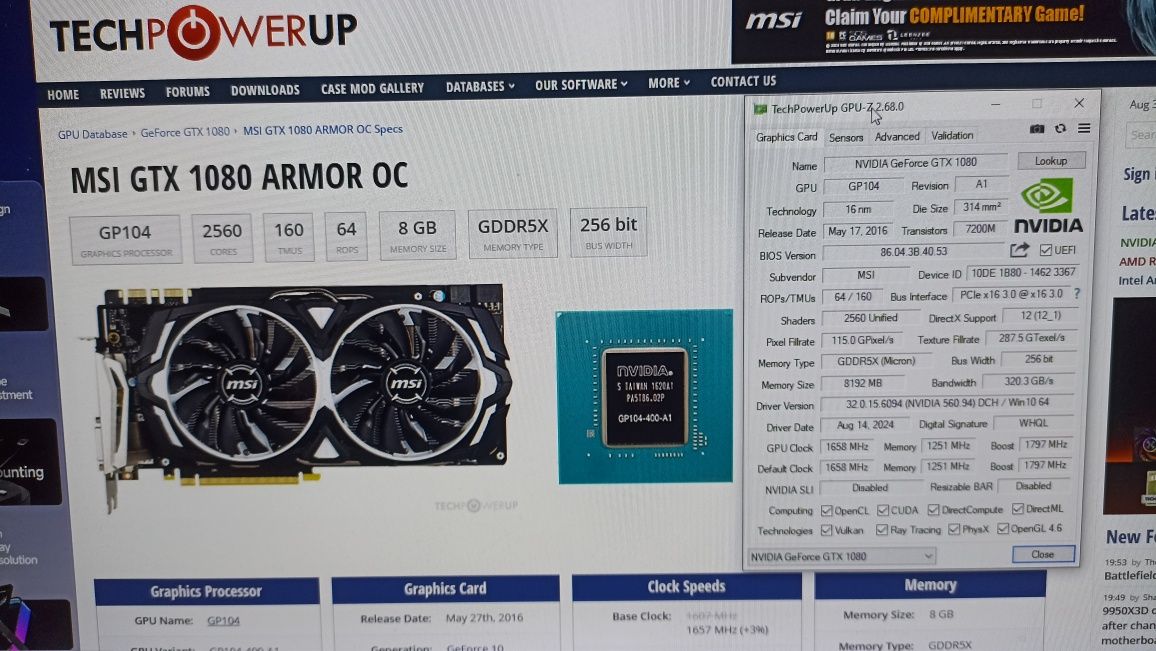 MSI GTX 1080 Armor OC