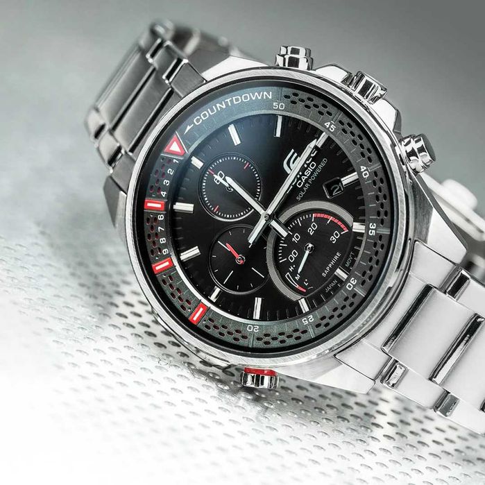 Ceas Casio Edifice SOLAR nou, cristal safir 100M waterproof