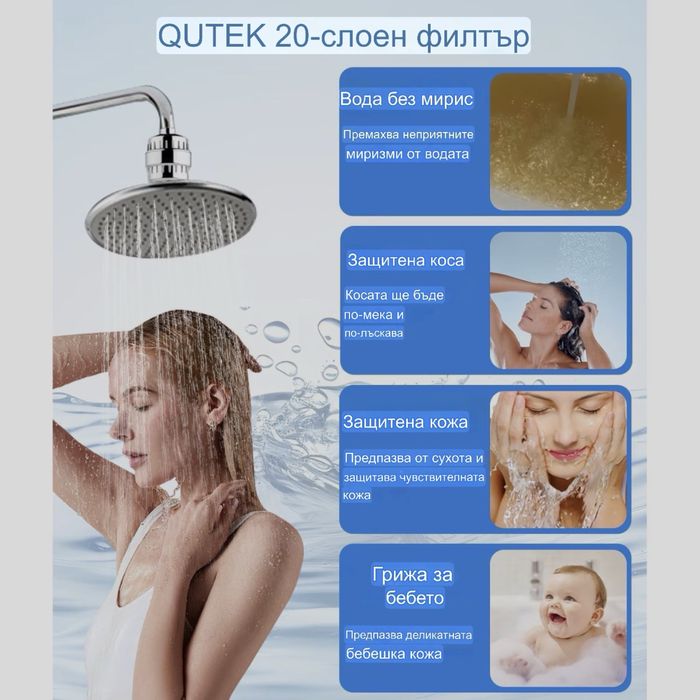 Филтър за душ за пречистване на вода с витамин C против хлор