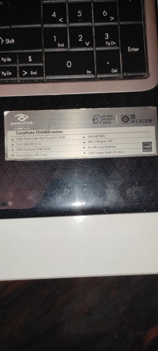 Лаптоп Packard bell EasyNote TE69KB 15.6 HD LED