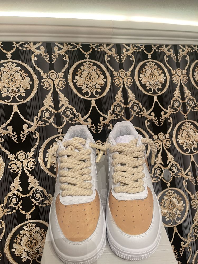Custom Nike Air Force 1 Gold Rope Laces