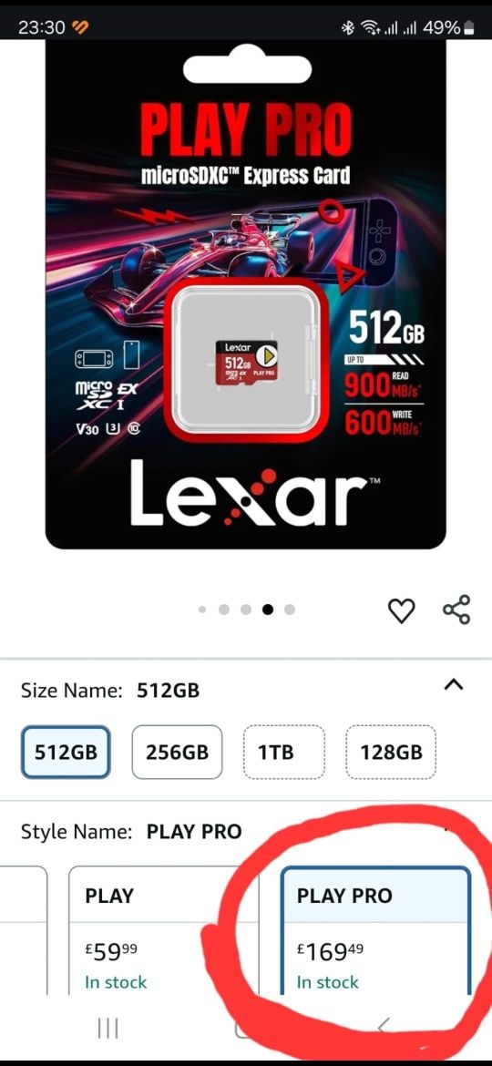 Card de memorie ptr consola Nintendo switch 2, Lexar PLAY PRO, 512GB