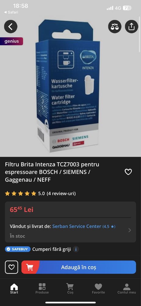 Filtre Brita Intenza TCZ7003 pentru espressoare