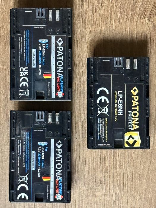 Canon LP-E6NH compatibil, Patona 3 buc + incarcator, pt Canon R5 si R6