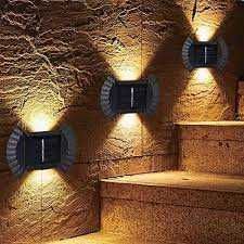 4бр комплект Красива соларна лампа за стена, стъпала и ограда