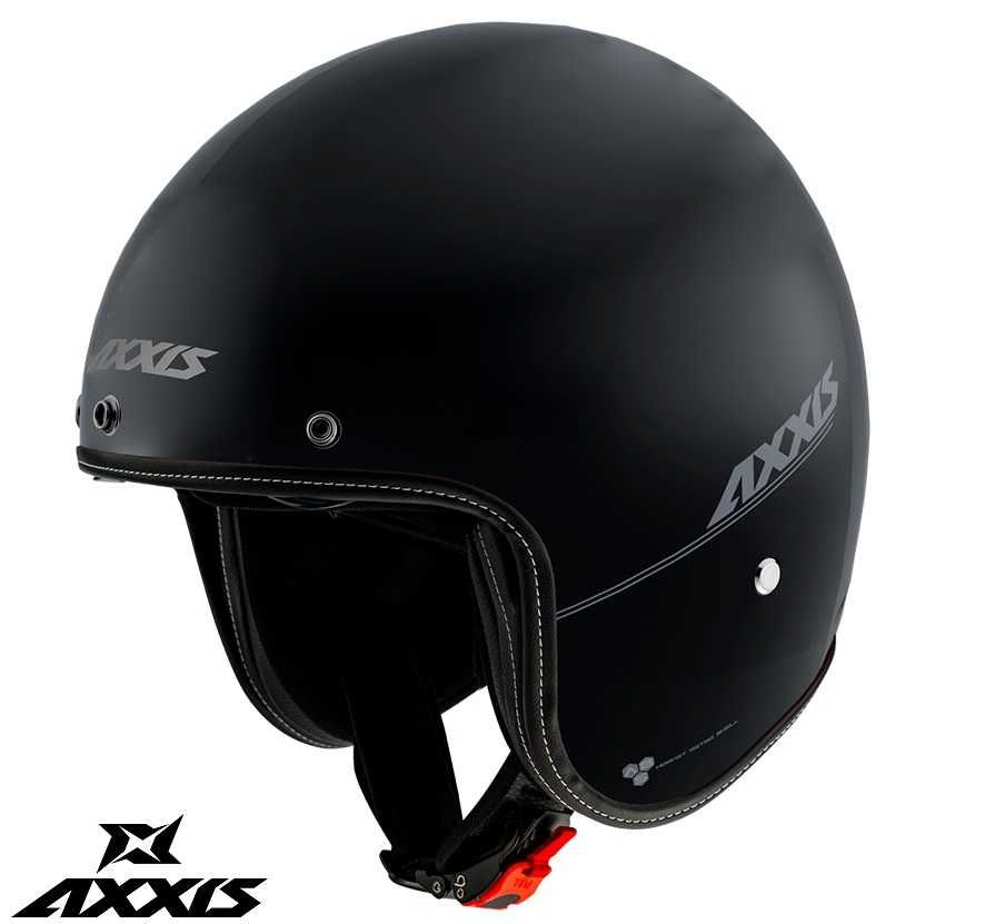 Casca moto vintage/retro Axxis Hornet negru (ochelari soare integrati)