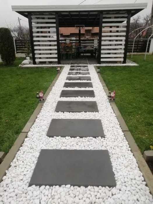 Pietricele decorative amenajare gradina Piatra alba thasos si colorata