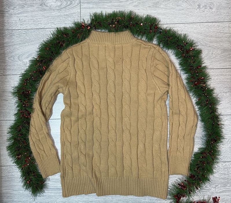 Pulover Ralph Lauren tricotat cu zipper, culoare Camel / Maro