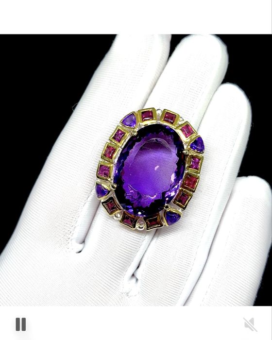 Невероятное кольцо с натуральным Аметистом. Эксклюзив