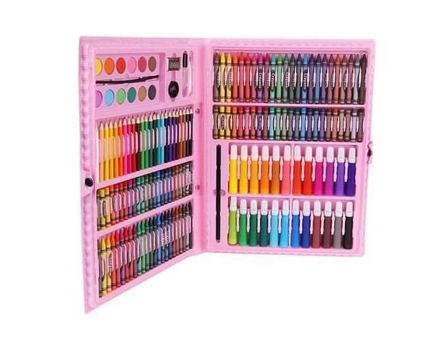 Детски Комплект за рисуване и оцветяване в куфар 168 части рисувателен