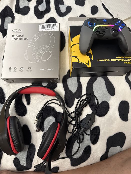 Casti , uliptz wireless headphone + casti speciale gaming + maneta