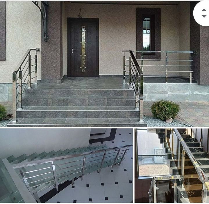 Нержавейка из черного из стекло изготавлям перила и навесы