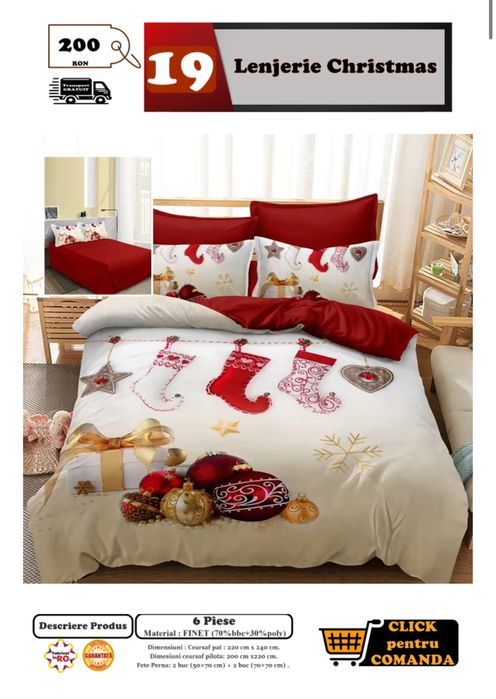 Lenjerie de pat cu model festiv