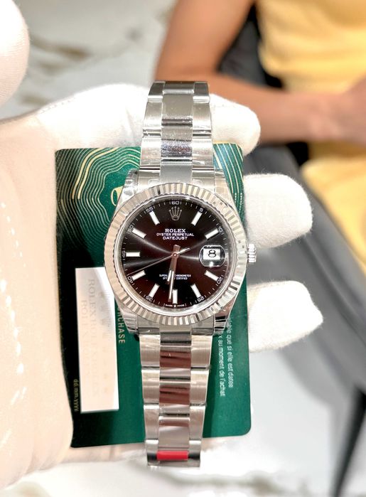 rolex datejust oyster 41mm сребристо/черно