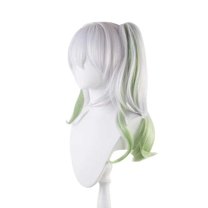 Аниме косплей бяла перука Nahida Genshin Impact с подвижна опашка