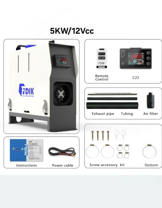Incalzitor Aer Diesel 5KW/12Vcc Silentios Compact Fiabil